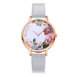 Casual Flower Leather Band Watch