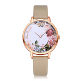 Casual Flower Leather Band Watch