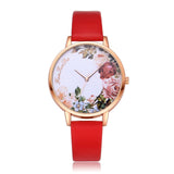 Casual Flower Leather Band Watch