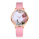 Casual Flower Leather Band Watch