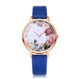 Casual Flower Leather Band Watch