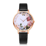 Casual Flower Leather Band Watch