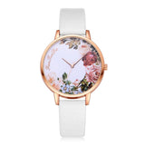 Casual Flower Leather Band Watch