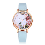 Casual Flower Leather Band Watch