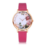 Casual Flower Leather Band Watch