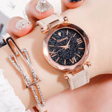 Leather Band Women Quartz Watch