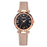 Leather Band Women Quartz Watch