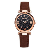 Leather Band Women Quartz Watch