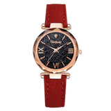 Leather Band Women Quartz Watch