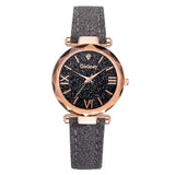 Leather Band Women Quartz Watch