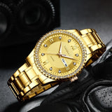l Casual Quartz Gold With Crystal Watch