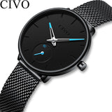 Ultra thin  Black Steel  Women's Watch