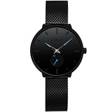Ultra thin  Black Steel  Women's Watch